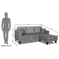 Adorn India Parker Leaf L Shape 4 Seater Sofa Set (Right Hand Side) (Grey) Martin Plus (3 Year Warranty)
