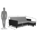 Adorn India Aladra L Shape Decent 5 Seater Sofa Set RHS (Grey & Black) (3 Year Warranty)