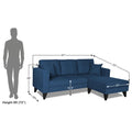 Adorn India Martin L Shape Right Hand Side Sofa Set Plain (Blue) 4 Seater (3 Year Warranty)