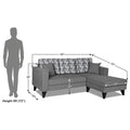 Adorn India Berlin Bricks L Shape 4 Seater Sofa Set (Right Hand Side) (Grey) Martin Plus