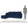 Zink Straight line L Shape 5 Seater Sofa Plain Cushion (Left Side Handle)(Blue)