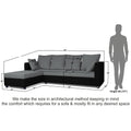 Zink Straight line L Shape 5 Seater Sofa Plain Cushion (Left Side Handle)(Grey & Black)