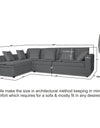 Adorn India Rio Decent L Shape 6 Seater corner Sofa Set (Left Side Handle) (Grey)