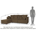 Zink Straight line L Shape 6 Seater Sofa Plain Cushion (Left Side Handle)(Camel)