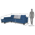 Adorn India Maddox L Shape Left Hand Side Stripes 6 Seater Sofa Set (Blue) (3 Year Warranty)