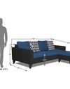 Adorn India Beetle L Shape 5 Seater Sofa Set Rhombus (Right Hand Side) (Blue & Black)