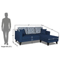 Adorn India Parker Leaf L Shape 4 Seater Sofa Set (Right Hand Side) (Blue) Martin Plus (3 Year Warranty)