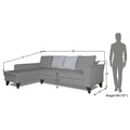 Adorn India Maddox Stripes L Shape 6 Seater Sofa Set LHS (Grey) (3 Year Warranty)