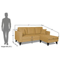 Adorn India Martin L Shape Right Hand Side Sofa Set Plain (Beige) 4 Seater (3 Year Warranty)