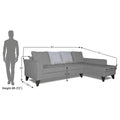 Adorn India Maddox Stripes L Shape 6 Seater Sofa Set RHS (Grey) (3 Year Warranty)