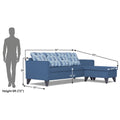 Adorn India Bruce Leaf L Shape 5 Seater Sofa Set RHS (Blue) (3 Year Warranty)