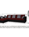 Adorn India Rio Highback L Shape 6 Seater corner Sofa Set (Left Side Handle)(Maroon & Black)