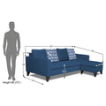 Adorn India Beetle Rhombus L Shape 5 Seater Sofa Set RHS (Blue) (3 Year Warranty)