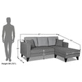 Adorn India Hector Stripes L Shape 4 Seater Sofa Set (Right Hand Side) (Grey) Martin Plus (3 Year Warranty)