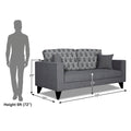 Adorn India Parker Leaf 3 Seater Sofa (Grey) Martin Plus (3 Year Warranty)