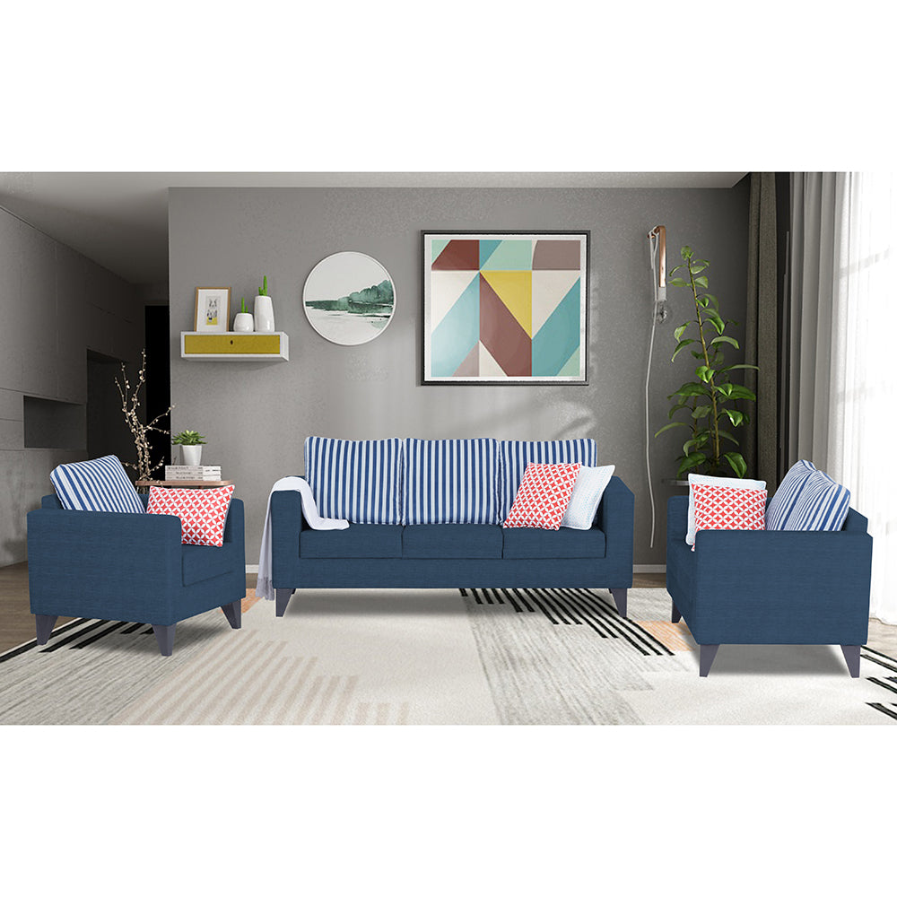 Straight Line Plus Stripes 3+2+1 6 Seater Sofa Set (Blue)