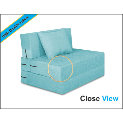Adorn India Easy Alyn 3x6 sofa-cum-bed in aqua blue