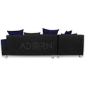 Adorn India Adillac 5 Seater Corner Sofa(Left Side Handle)(Dark Blue & Black), Wood, Foam