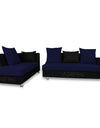 Adorn India Adillac 5 Seater Corner Sofa(Left Side Handle)(Dark Blue & Black)