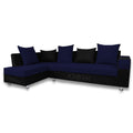 Adorn India Adillac 5 Seater Corner Sofa(Left Side Handle)(Dark Blue & Black), Wood, Foam
